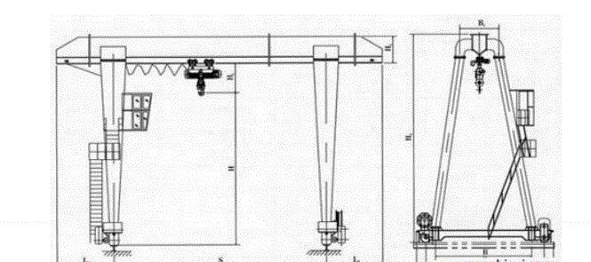 MHZ型電動葫蘆抓斗門式起重機結構圖