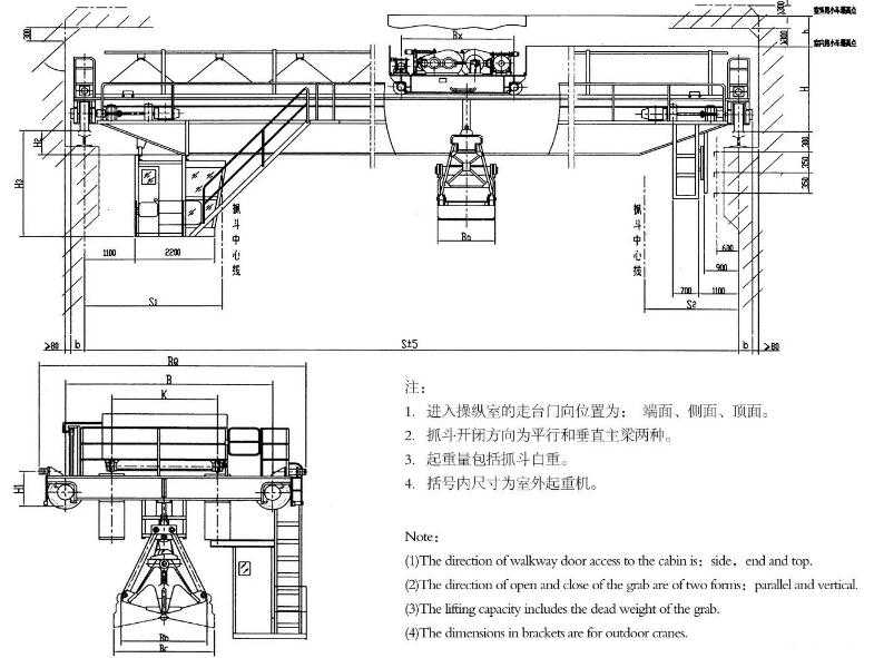 雙梁抓斗橋式起重機(jī)結(jié)構(gòu)圖