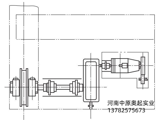 圖1-2傳統(tǒng)橋式起重機(jī)大車(chē)運(yùn)行機(jī)構(gòu)